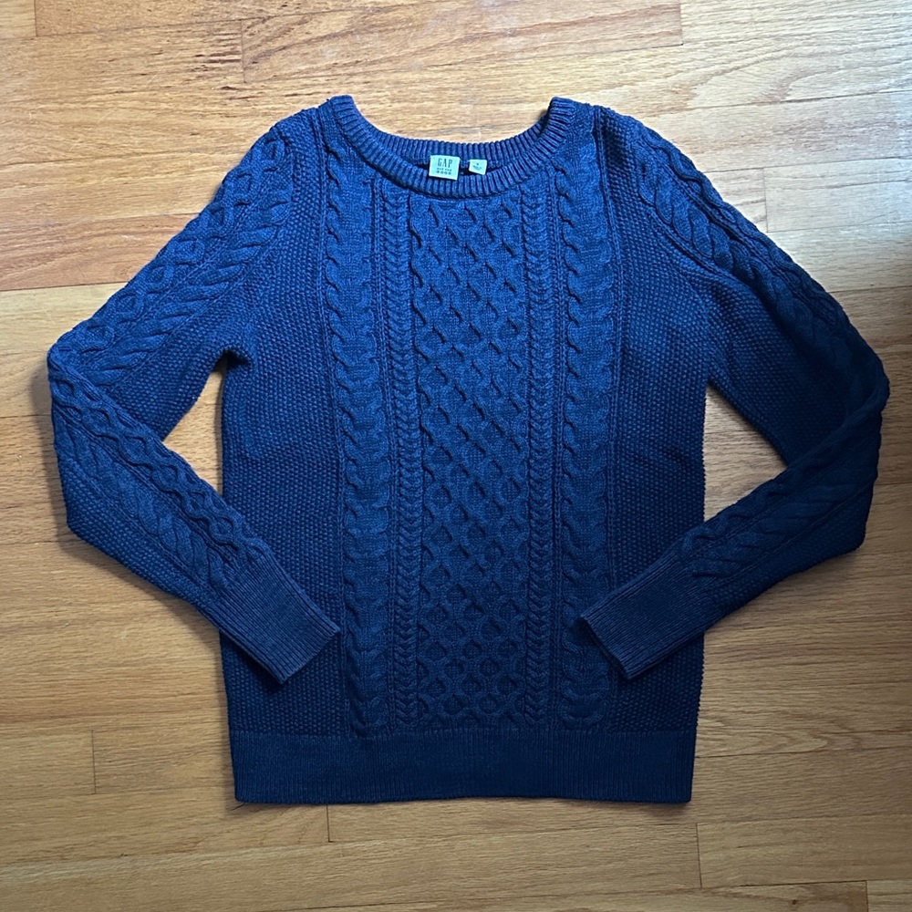 GAP for Good - Navy 100% Cotton Fisherman’s Cable Knit Sweater